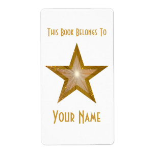 Gold Star-bladwijzer, groot wit Etiket