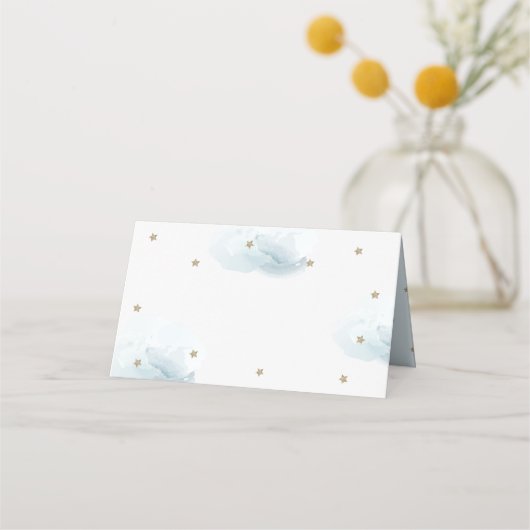 Gold Star & Blue Cloud Baby shower Blank (Voorkant)