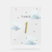 Gold Star & Blue Cloud Baby shower Numéro de table (Recto)
