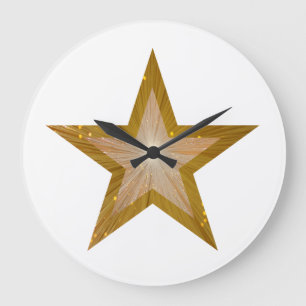 "Gold" Star clock round white Grote Klok