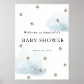 Gold Star & Cloud Twinkle Baby shower Affiche de b (Devant)