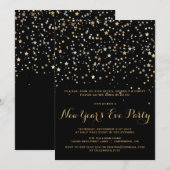 GOLD STAR CONFETTI NOUVEL AN'S EVE INVITATION (Devant / Derrière)
