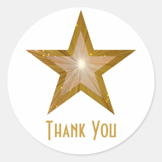 Gold Star "Dank u", rond sticker wit (Voorkant)