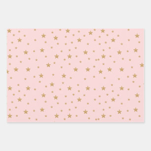 Gold Star Elegant Glitter Modern Girl Baby shower Inpakpapier Vel