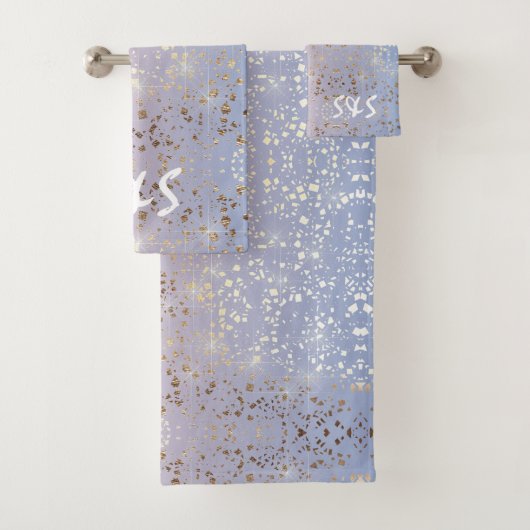 Gold Star Foil Sparkle Roos Quartz Serenity Blue Bad Handdoek (Insitu)