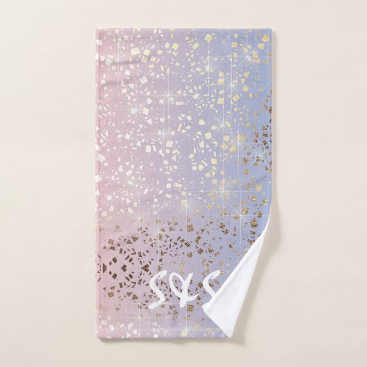 Gold Star Foil Sparkle Roos Quartz Serenity Blue Bad Handdoek (Handdoek)