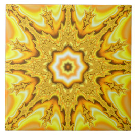 Gold Star Fractal Ceramic Tile Tegeltje