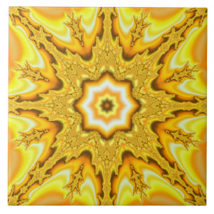 Gold Star Fractal Ceramic Tile Tegeltje
