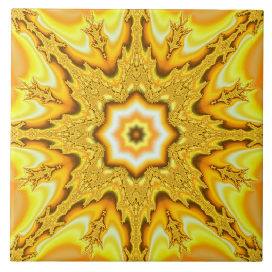 Gold Star Fractal Ceramic Tile Tegeltje (Voorkant)