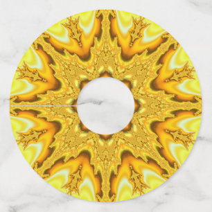 Gold Star Fractal Paper Wijnglas Labels