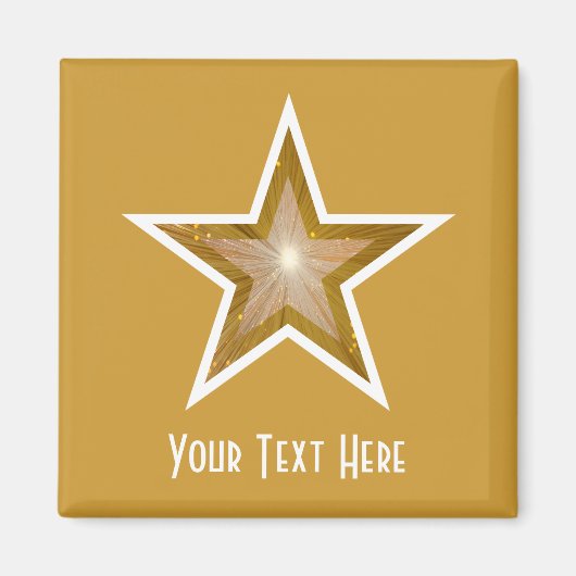 "Gold" Star fridge "Jouw tekst" magneet vierkant g (Voorkant)