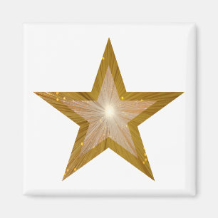 "Gold" Star fridge magneet vierkant wit