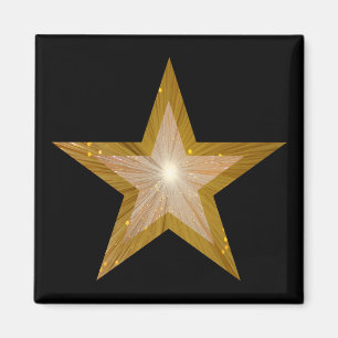 "Gold" Star fridge magneet vierkant zwart