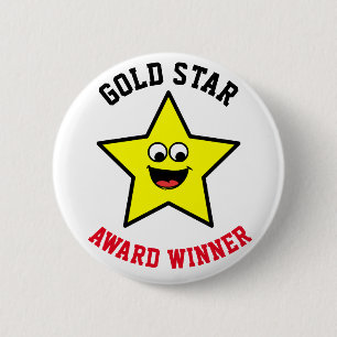 Gold Star Good Job Reward Ronde Button 5,7 Cm