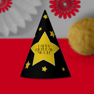 Gold Star Happy Birthday Hollywood Birthday Feesthoedjes