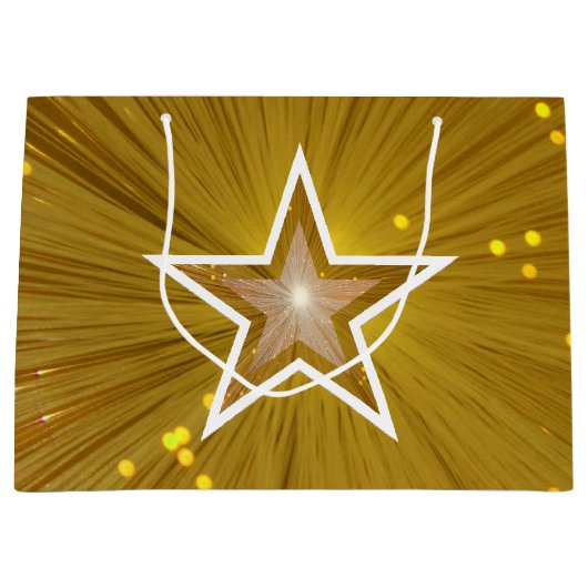 Gold Star imprimé blanc sac cadeau (Devant)