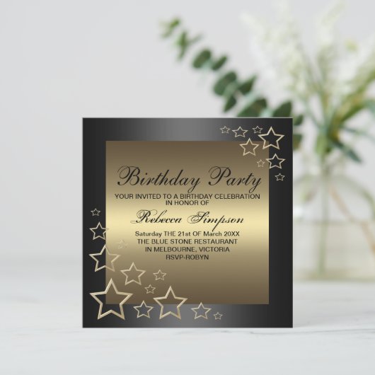 Gold Star Invitation d'anniversaire (Debout devant)
