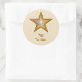 "Gold" Star 'Jouw tekst'-ronde sticker crème (Tas)
