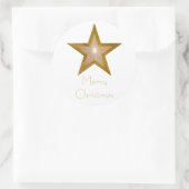 Gold Star 'Joyeux Noël' rond autocollant blanc (Sac)