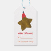 Gold Star Kerstmis Cadeaulabel (Voorkant)