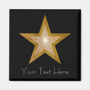 Gold Star-koelkast "Jouw tekst" magneet zwart