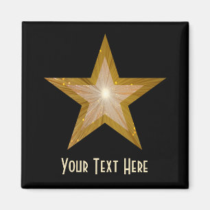 Gold Star-koelkast "Jouw tekst" magneet zwart