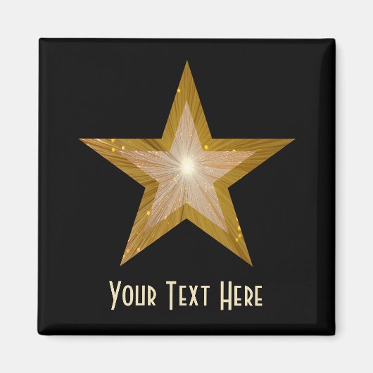 Gold Star-koelkast "Jouw tekst" magneet zwart (Voorkant)