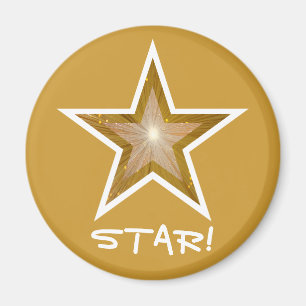 "Gold" Star-koelkast "STAR!" magneet rond goud