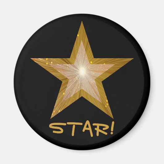 Gold Star-koelkast "STAR!" magneet zwart (Voorkant)
