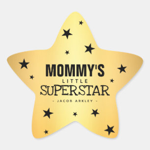 Gold Star mama's kleine superster   Naam Ster Sticker