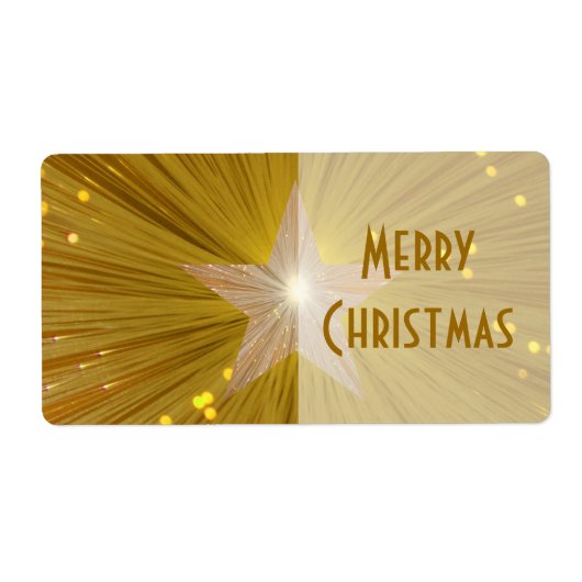 Gold Star 'Merry kerstcadeaulabel' label groot (Voorkant)
