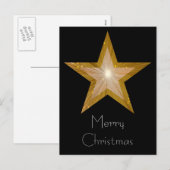 Gold Star 'Merry Kerstmis' briefkaart zwart (Voorkant / Achterkant)