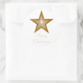 Gold Star 'Merry Kerstmis'-ronde sticker wit (Tas)