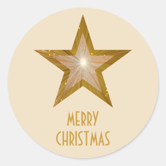 Gold Star 'Merry kerstry'-ronde sticker (Voorkant)
