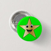 Gold Star met glimlach Ronde Button 3,2 Cm (Voorkant /achterkant)