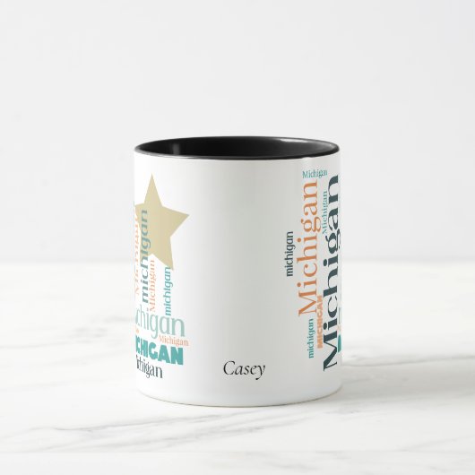Gold Star Michigan Word Art Mok (Midden)