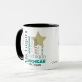 Gold Star Michigan Word Art Mug (Devant gauche)