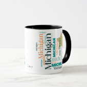 Gold Star Michigan Word Art Mug (Devant droit)