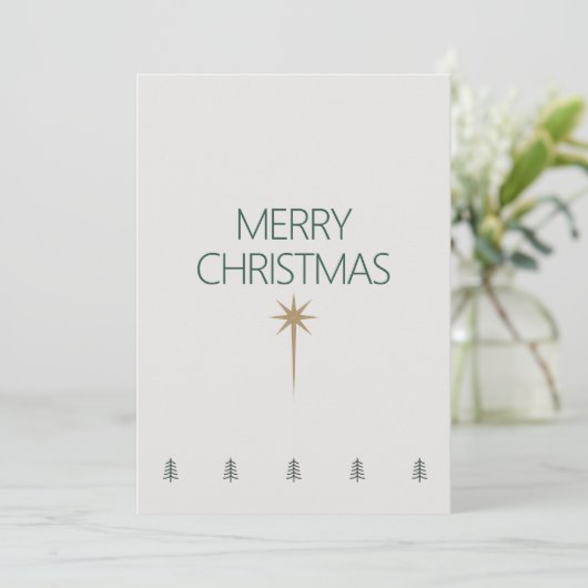 Gold Star Minimalist Christmas Card Feestdagenkaart (Staand voorkant)