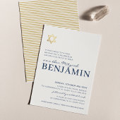 GOLD STAR modern Bar Mitzvah minimaal marineblauw Kaart