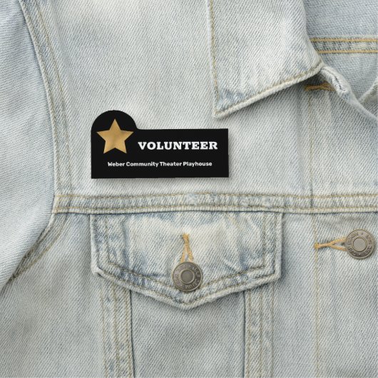 Gold Star Modern Monogram Volunteer Badge (In situ)