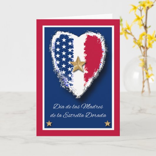Gold Star-Moederdag in het Spaans met hart Kaart (Gele Bloem)