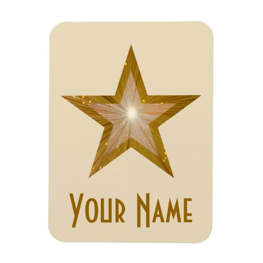 "Gold" Star 'Name Flexmagnet crème Magneet (Verticaal)