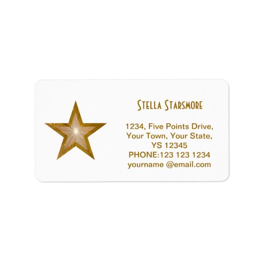 Gold Star 'Name'-tekstlabel wit Etiket (Voorkant)