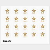 Gold Star 'Nom' autocollant rond blanc (Feuille)