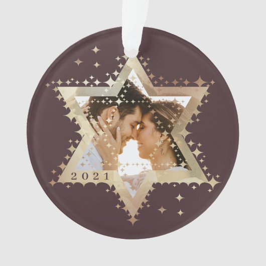 Gold Star of David Mr & Mme First Hanukkah Photo (devant)