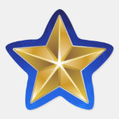 Gold Star op blauwe kaart Ster Sticker (Voorkant)