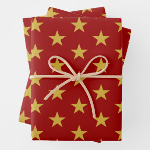 Gold Star op Crimson Inpakpapier Vel