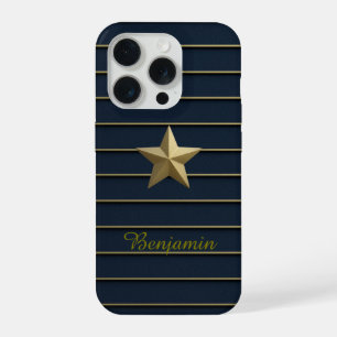 Gold Star op Navy Blue iPhone 15 Pro-Hoesjes Pro Hoesje