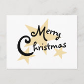 Gold Star op White Merry-kerstuitnodiging Uitnodiging Briefkaart (Voorkant)